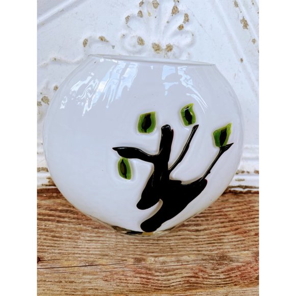 Vintage Fused Glass Modernist Vase with Bonsai Tree - Picture 2 of 9